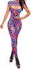 Neon graphic maze print catsuit