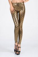 Front - golden metallic scales - clubbing alternative leggings