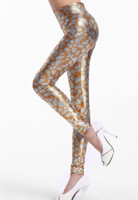 Orange metallic look serpentine tight pant