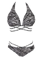 Black wave luxury strappy halter hipster
