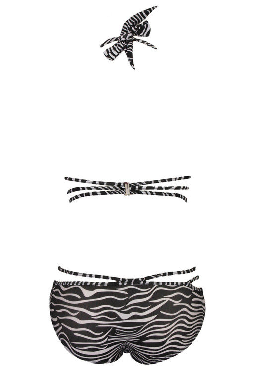 Black wave luxury strappy halter hipster