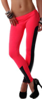 Faux leather trim red stretch