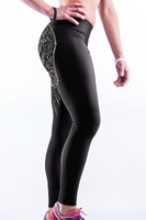 Right - Angel wings digital print crop black stretchy yoga sports