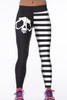 Front - White stripe skull digital print elastic sports yoga pants