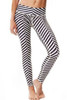 Front - White stripes digital print sports stretchy yoga