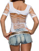 Back - White shred hollowed out sexy party club rag