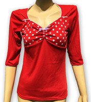 Red big white dots bow fashion