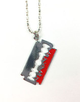 Razor red blood mix necklace pendant 