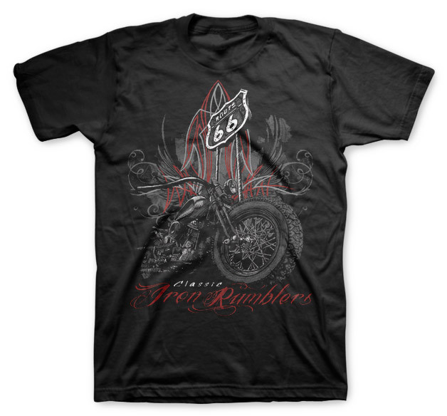 Classic Iron Rumbler Route 66 Hotrod Men T-Shirt (Black) - Clarabella ...
