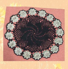 Black and silver cotton doily