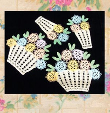 Set of 7 cotton floral doilies