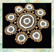 Colorful crocheted cotton doily