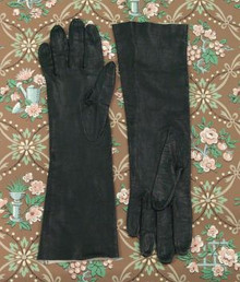 Long black kid leather gloves