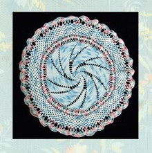 Pink, white & blue doily
