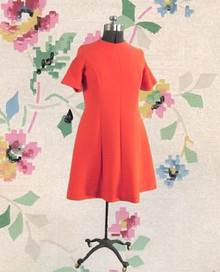 1970s textured blood orange A-line dress