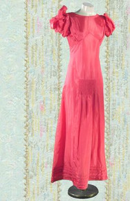 1930s Dark coral evening gown