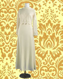 Simple cream lace wedding gown
