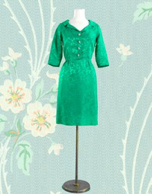Emerald green satin dress