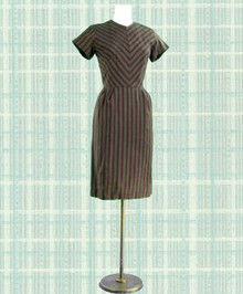 Late 40s striped twill day dress