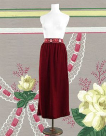 Deep red velvet bohemian skirt