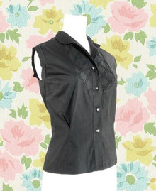 1960s black sleeveless blouse