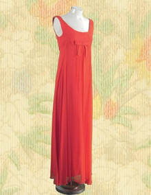 1970s Red chiffon column gown