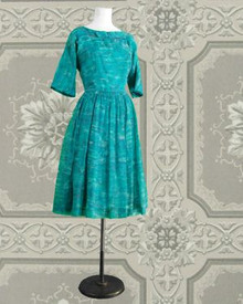 Vintage 1960s aqua print dress