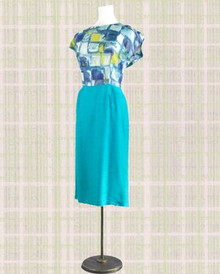 Op art inspired silk rayon sheath