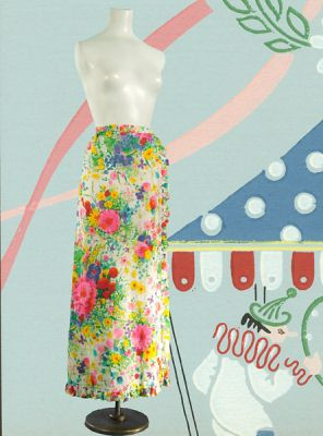 leslie fay floral maxi dress