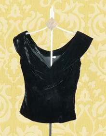 Slinky black velvet cropped top