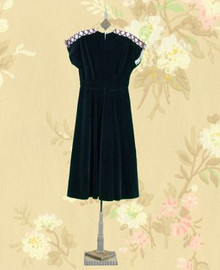 Royal blue velvet cocktail dress