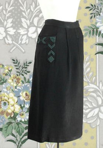 1950s black polished rayon skirt