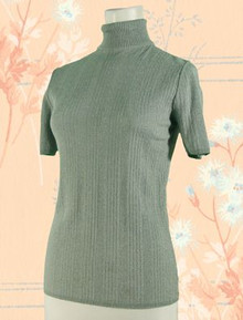 Silver nylon knit turtleneck