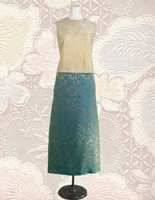 1960 gold damask 2 piece dress
