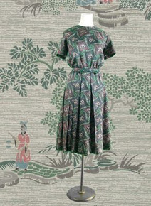 1960s green paisley dress