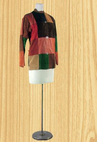 Color blocked suede and leather coat