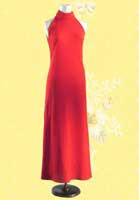 Red hot sleeveless gown 1970s