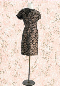 Satin damask 1960s sheath