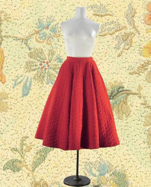 Red quilted cotton velvet skating skirt