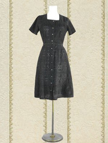 Pretty 1940s black eyelet dress