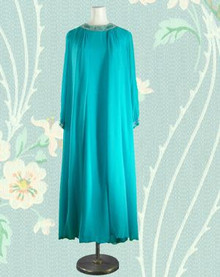 Cerulean blue chiffon evening gown