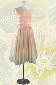 Chiffon and satin salmon pink frock