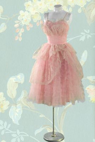 Pink & cream 1950s party dress