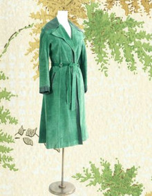 Long green suede 1970s coat