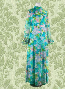 1970s Full length floral dress