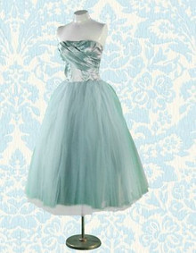 1950s Ice blue strapless frock