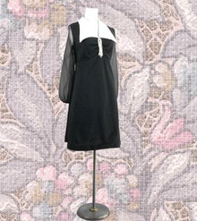 Thoroughly modern black dress with pearls