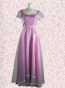 1970s Lavender and lace evening gown