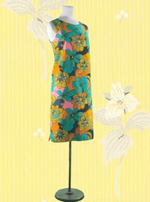 1960s Hawaiian print lined cotton shift