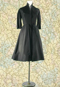 1940s Full taffeta black dress